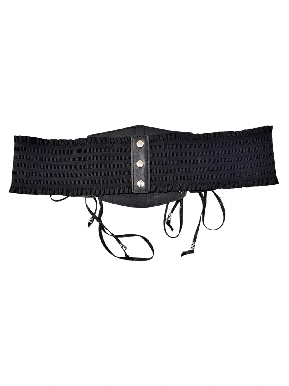 Corset Belt Size XL Black Faux Leather Stretch Lace Up Pirate Steampunk Cosplay